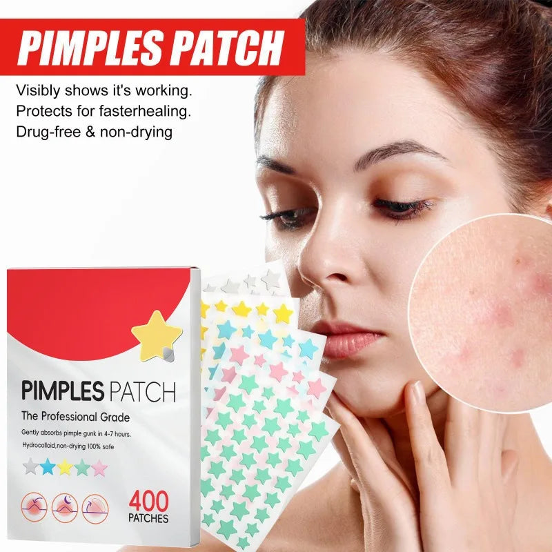 400Pcs Star Acne Patches Invisible Pimple Cover for Face Oil Control Spot Treatment Cute Sticker for Covering Zits and Blemishes
