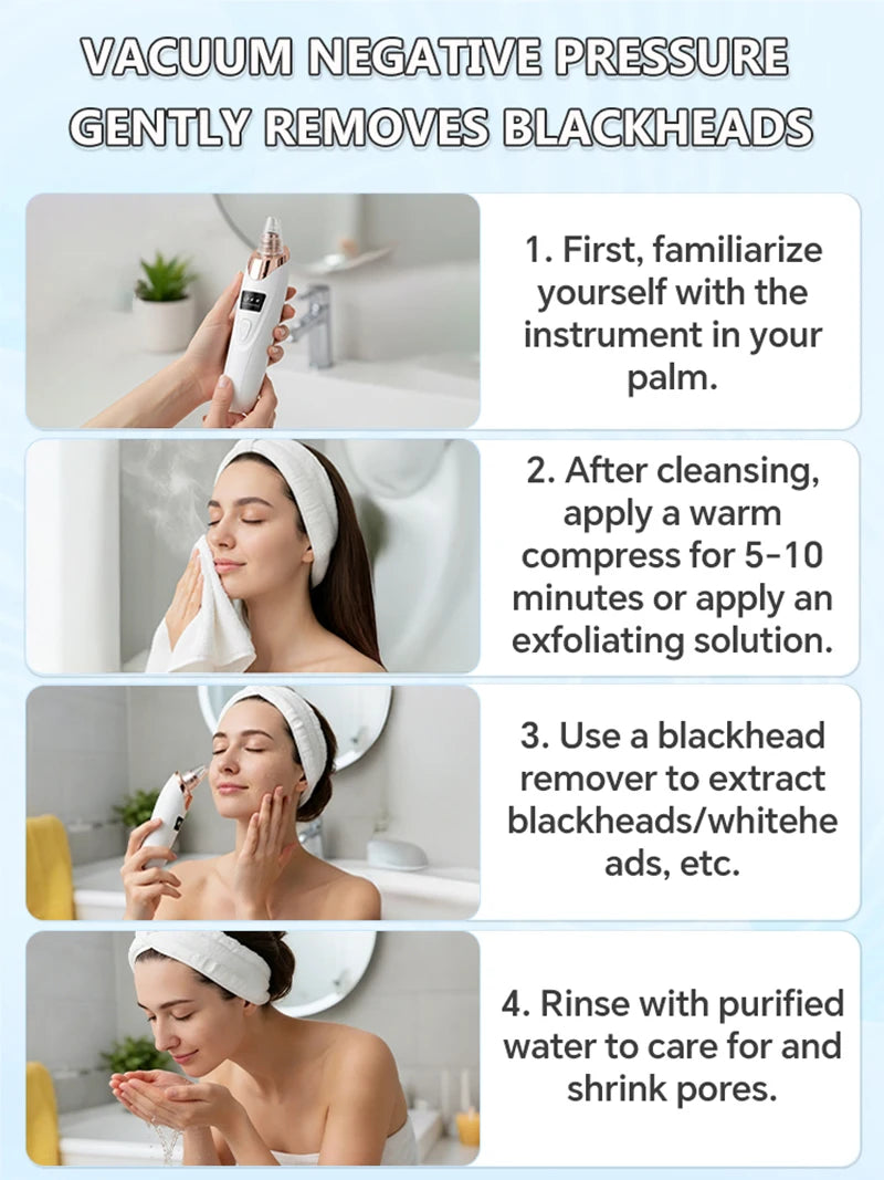 Electric Blackhead Remover Vacuum Acne Cleaner Black Dots Removal Facial Deep Cleansing Pore Cleaner Machine Skin Care Tools