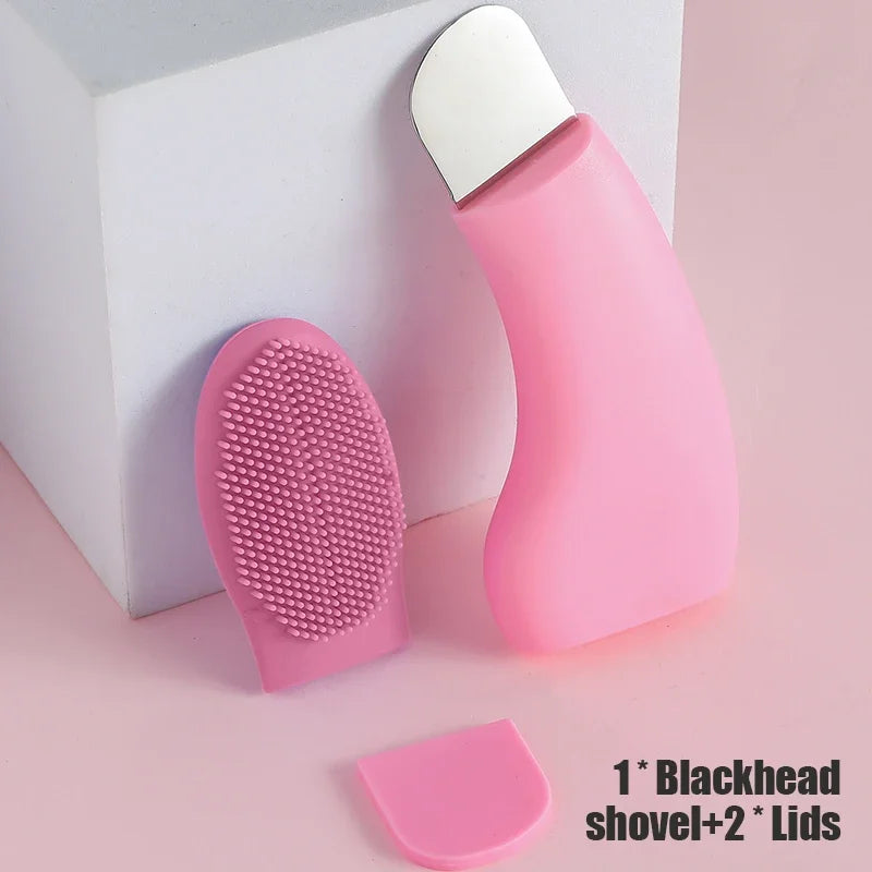 2 in 1 Facial Blackhead Removal Tool Silicone Face Scraper for Deep Cleansing Face Spatula Nose Whitehead Remover Skin Care Tool
