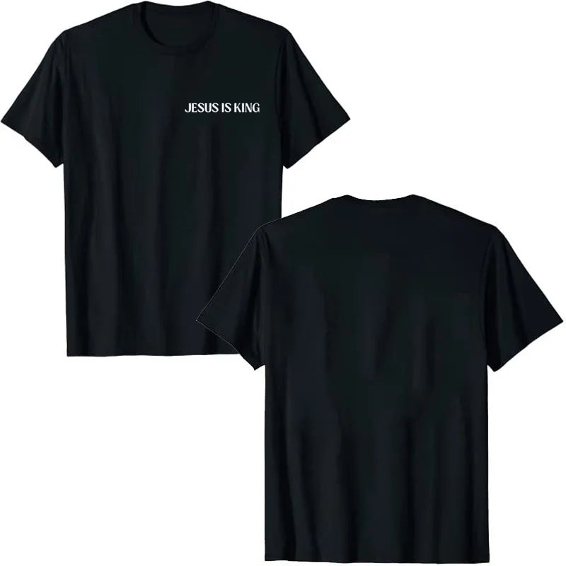 Jesus Is King Love Peace Unity T-Shirt Funny Letters Printed Sayings Graphic Tee Tops Lord GodJesus Faith Christian Outfits Gift