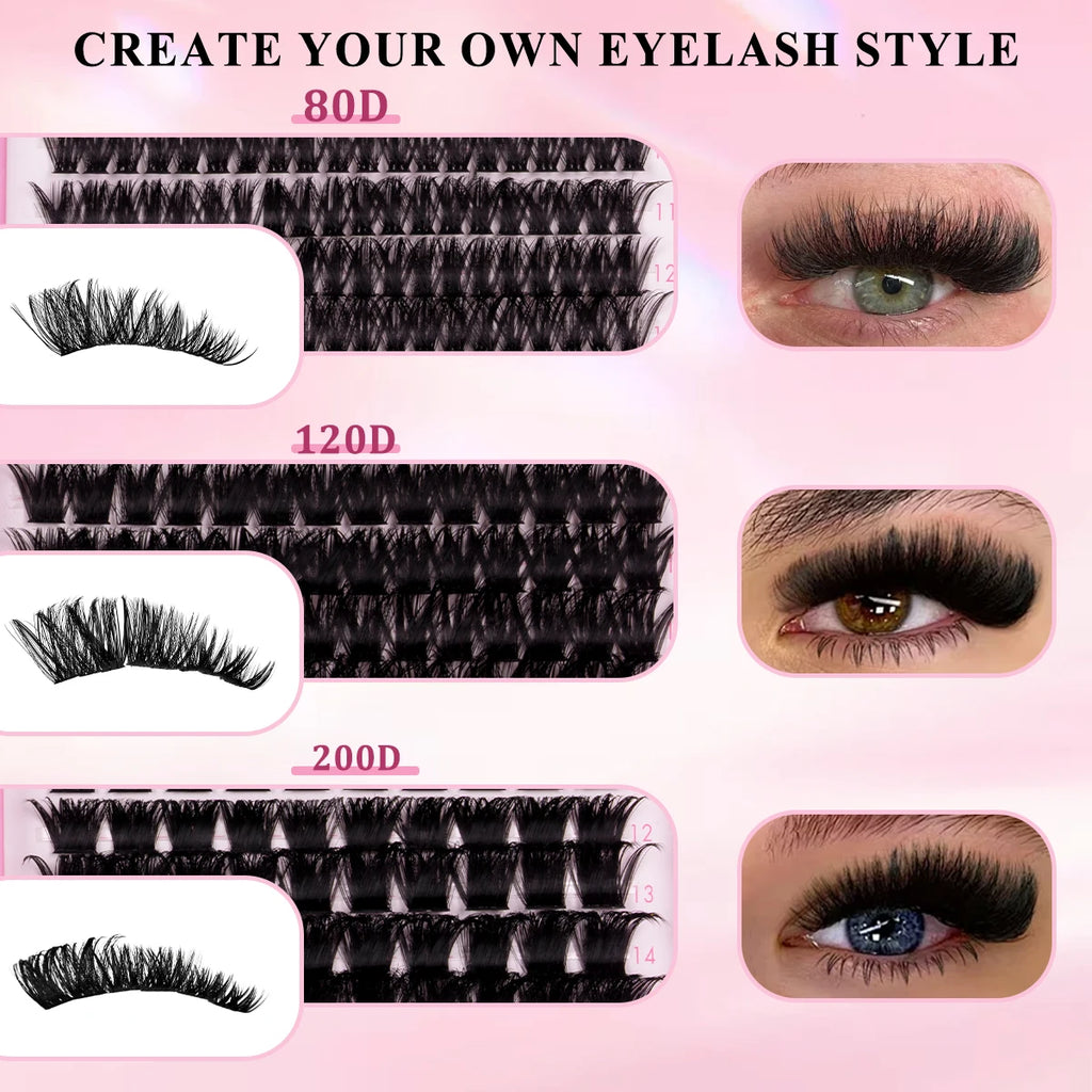 DIY Lash Clusters Kit Wispy Lash Extension with Lash Bond And Seal And Eyelash Tweezers Makeup