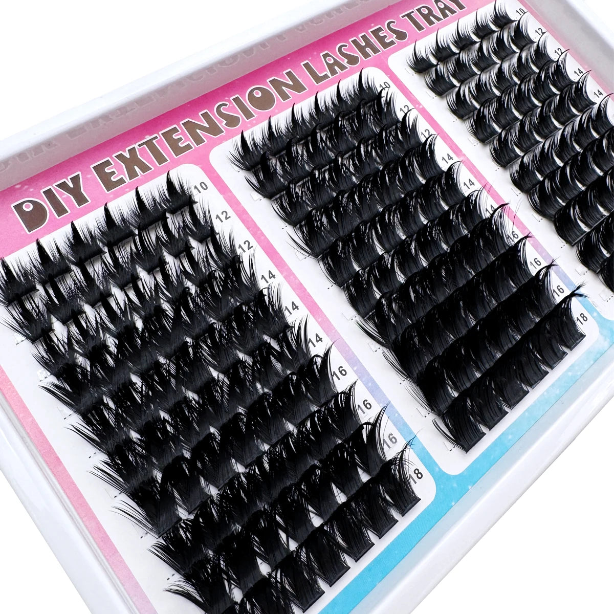 300D-60D Spikes Lash Cluster Eyelash Extensions 180pcs/260pcs Thick Spiky Individuals Lashes 10-18mm Mega Wispy DIY At Home