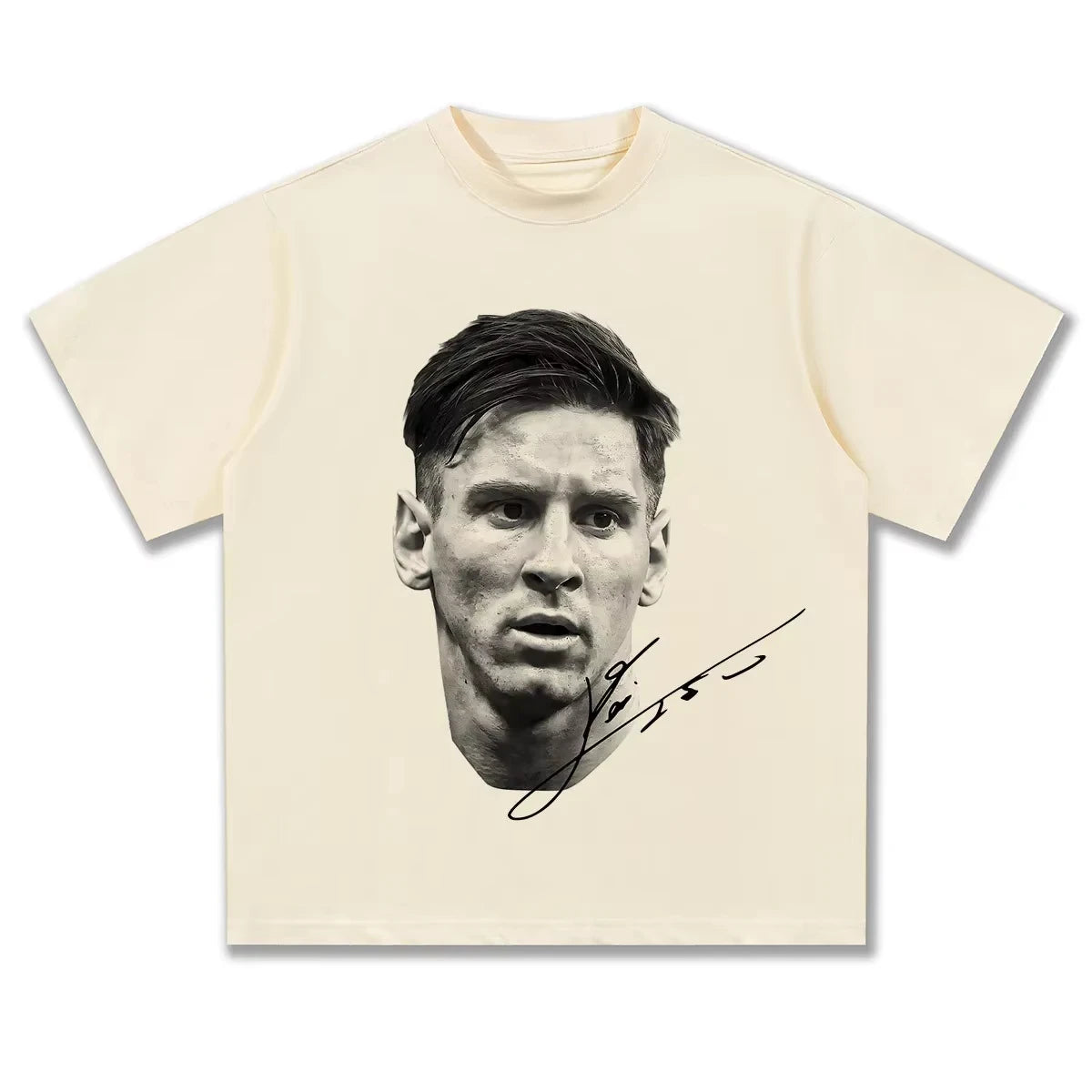 Art Legendary Football King Messi Classic Black and White Signature T-Shirt Cotton Graphic Tee Men Women Summer Streetwear