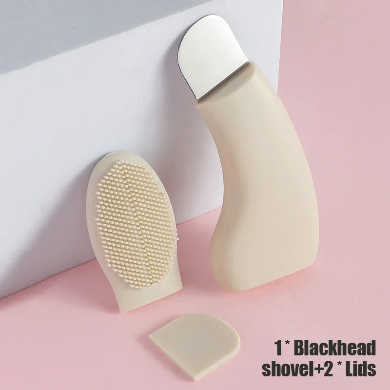 2 in 1 Facial Blackhead Removal Tool Silicone Face Scraper for Deep Cleansing Face Spatula Nose Whitehead Remover Skin Care Tool