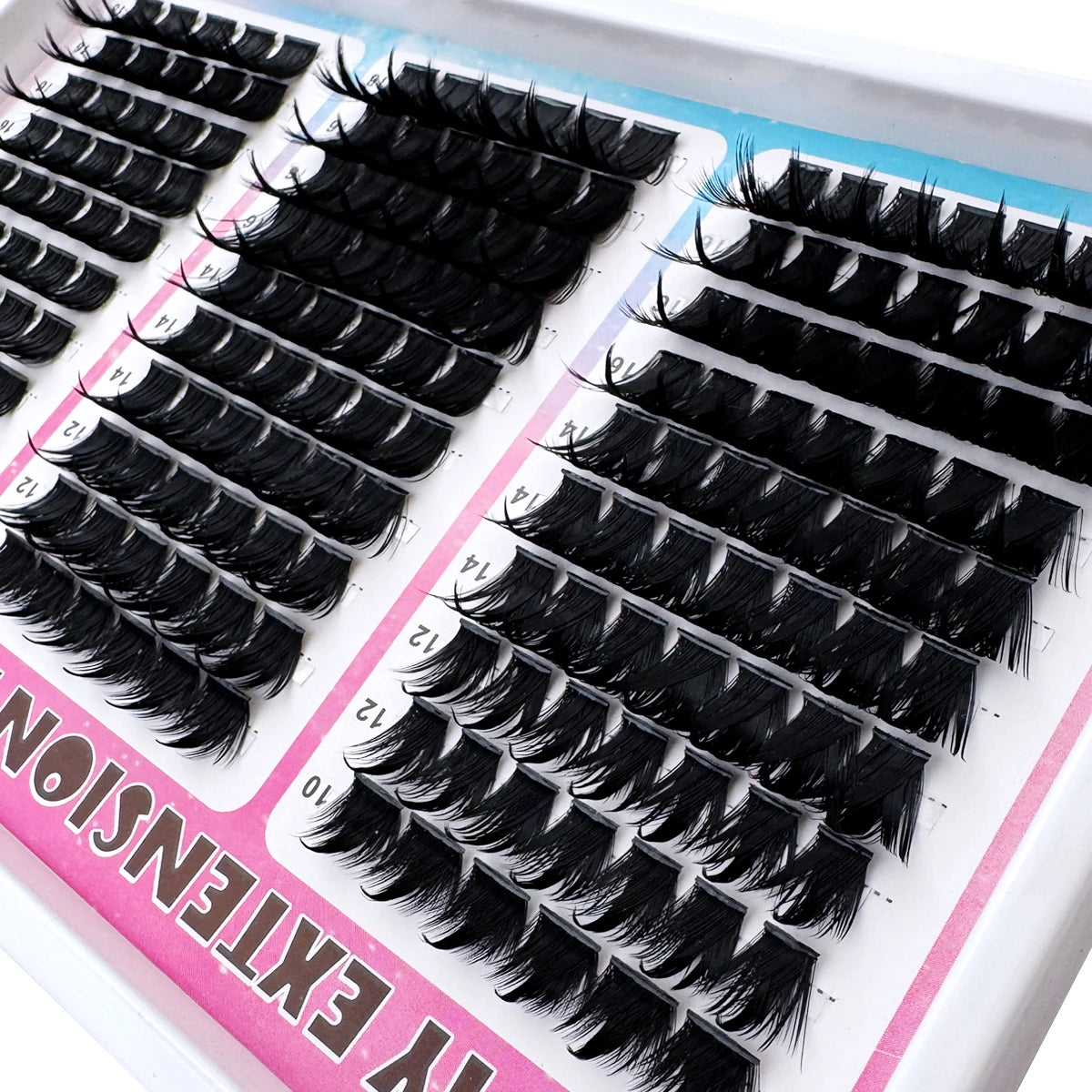 300D-60D Spikes Lash Cluster Eyelash Extensions 180pcs/260pcs Thick Spiky Individuals Lashes 10-18mm Mega Wispy DIY At Home