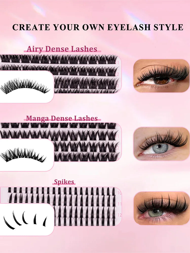 DIY Lash Clusters Kit Wispy Lash Extension with Lash Bond And Seal And Eyelash Tweezers Makeup