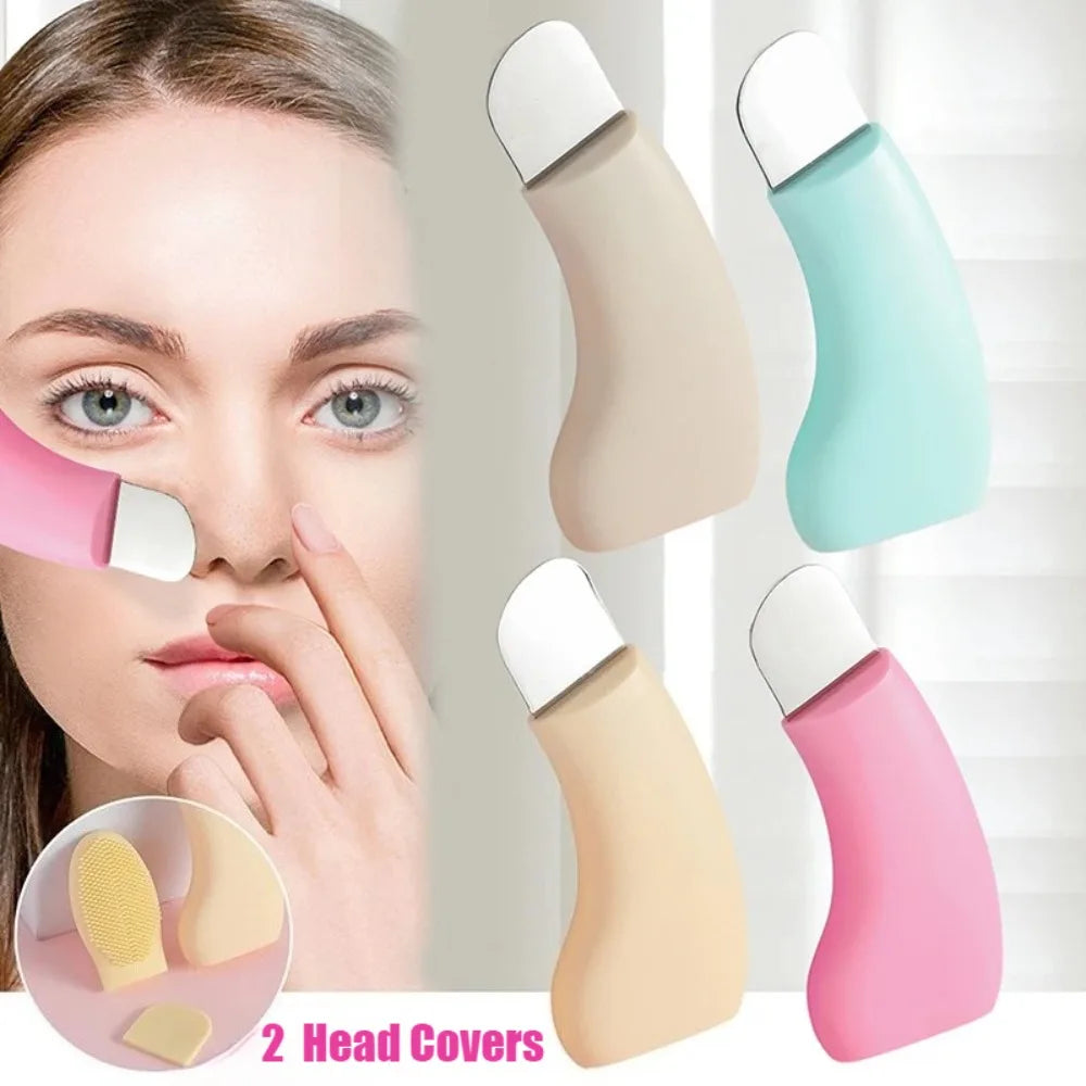 2 in 1 Facial Blackhead Removal Tool Silicone Face Scraper for Deep Cleansing Face Spatula Nose Whitehead Remover Skin Care Tool