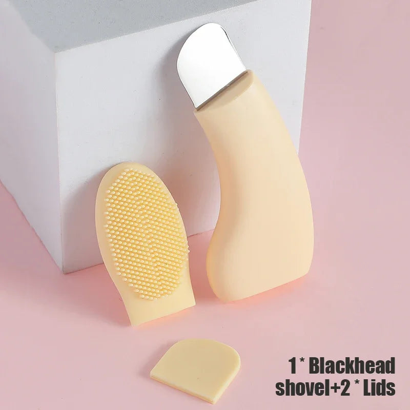 2 in 1 Facial Blackhead Removal Tool Silicone Face Scraper for Deep Cleansing Face Spatula Nose Whitehead Remover Skin Care Tool