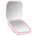 Compact Small Mini Travel Folding Vanity Cosmetic Mirror with Lights Portable HandHeld Pocket LED Makeup Mirror 2X magnifying