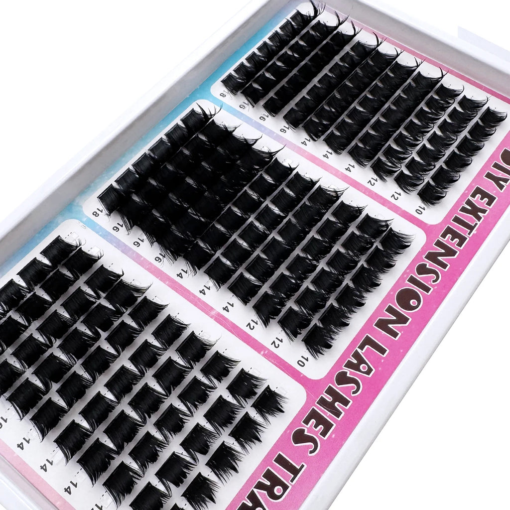 300D-60D Spikes Lash Cluster Eyelash Extensions 180pcs/260pcs Thick Spiky Individuals Lashes 10-18mm Mega Wispy DIY At Home