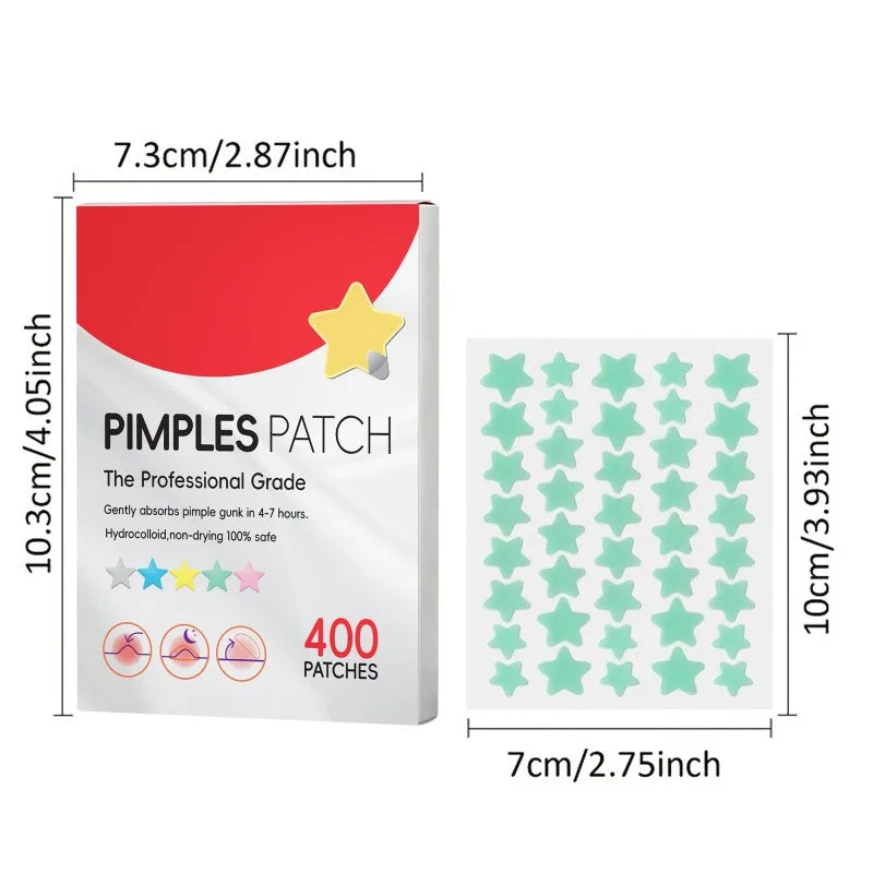 400Pcs Star Acne Patches Invisible Pimple Cover for Face Oil Control Spot Treatment Cute Sticker for Covering Zits and Blemishes
